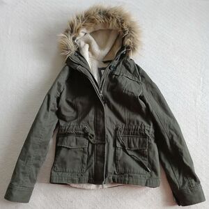 a&f ♡ fur lined parka y2k vintage hood green cargo utility abercrombie and fitch